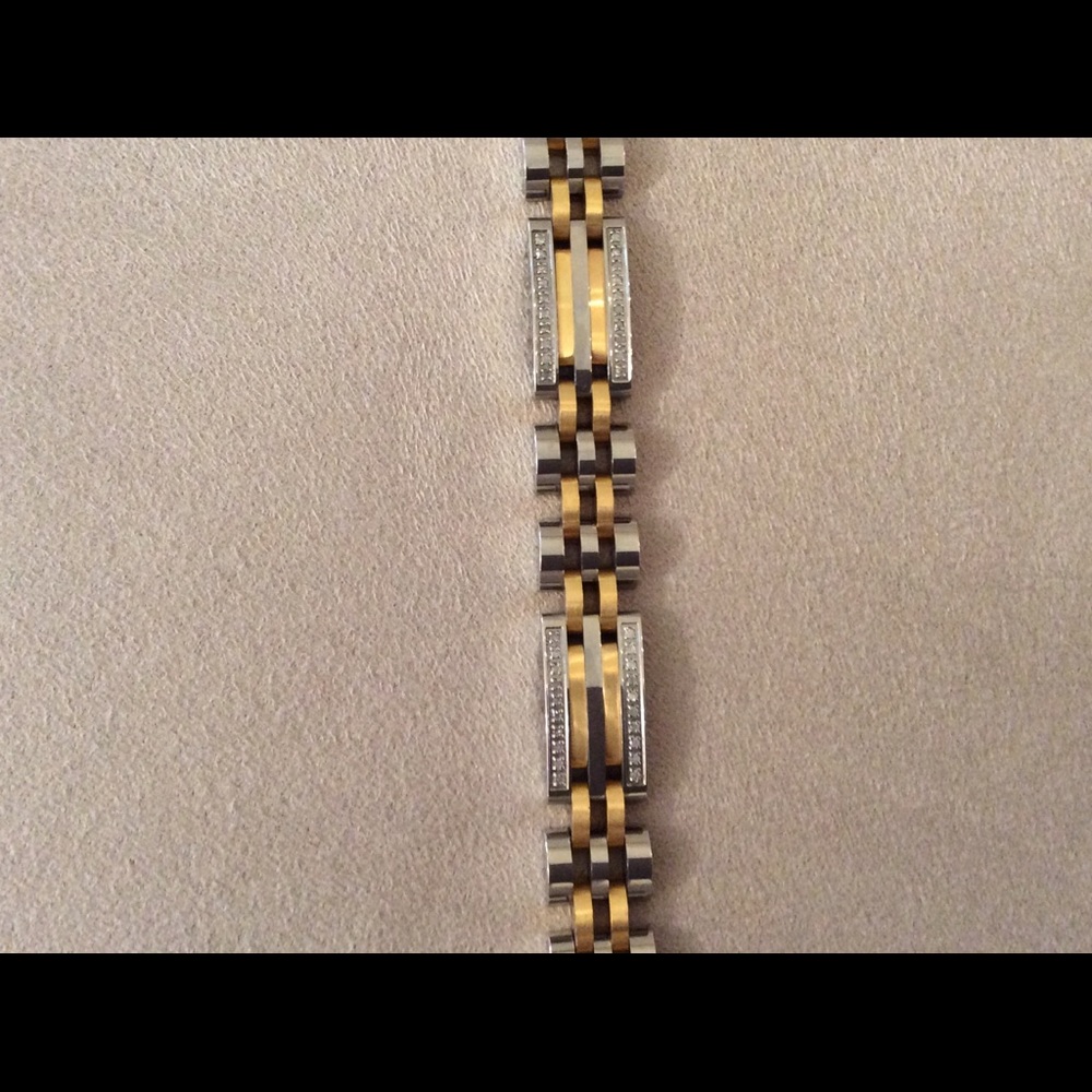 Bracelet SS, with gold tones & diamonds